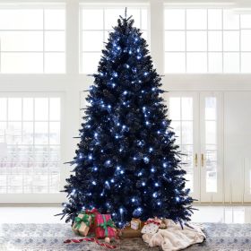 7.5ft Pre-lit Artificial Christmas Tree, 2156 Premium PE/PVC Branches, 500 Lights, Hinged Xmas Tree, Black