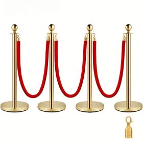 Crowd Control Barriers and Red Carpet Poles for Event & Party Supplies - Multiple Colors and Sizes Available (Color: Gold)
